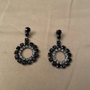 Black and Silver Jeweled Earrings